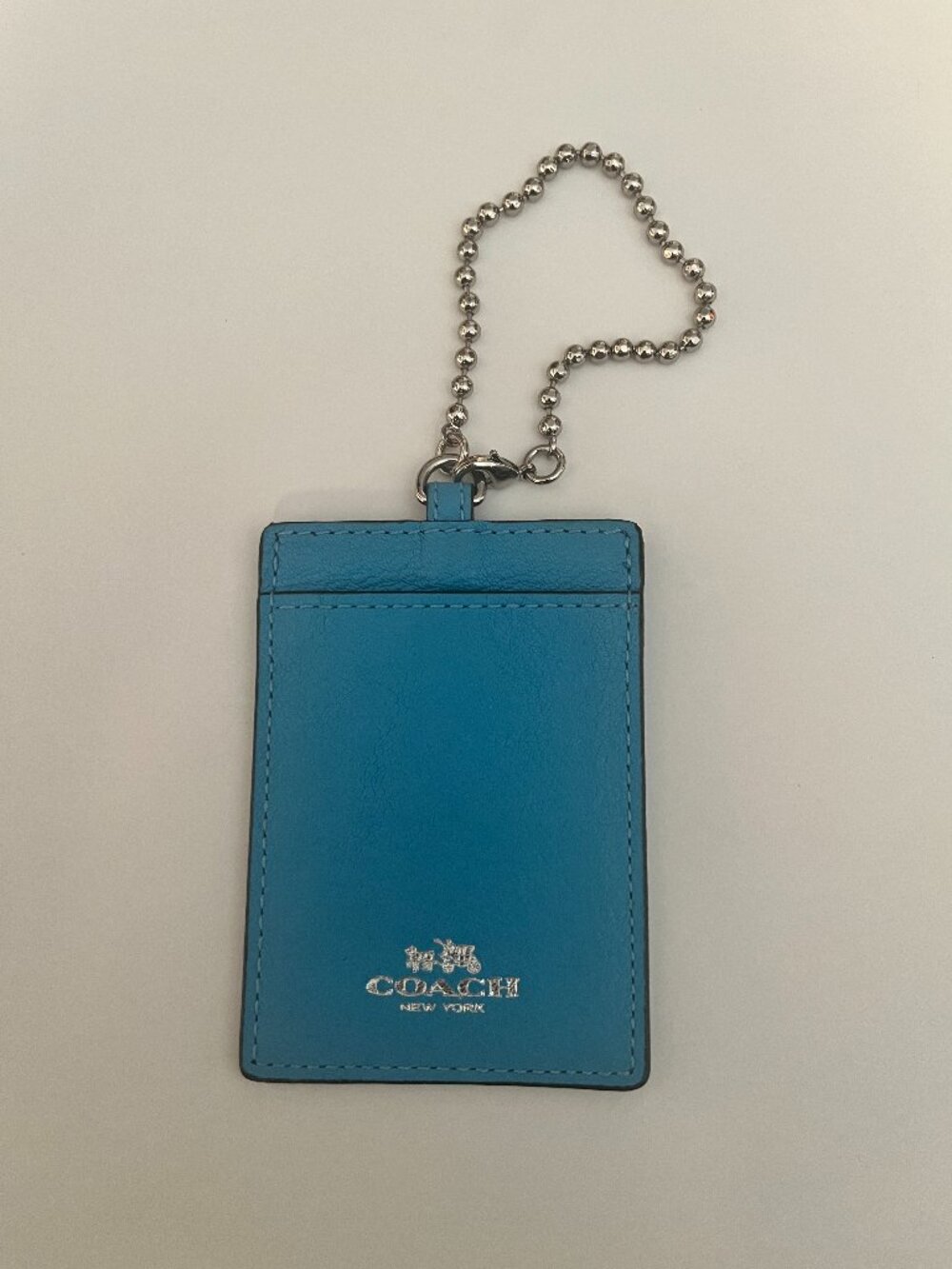 COACH Teal ID Cardholder with Chain